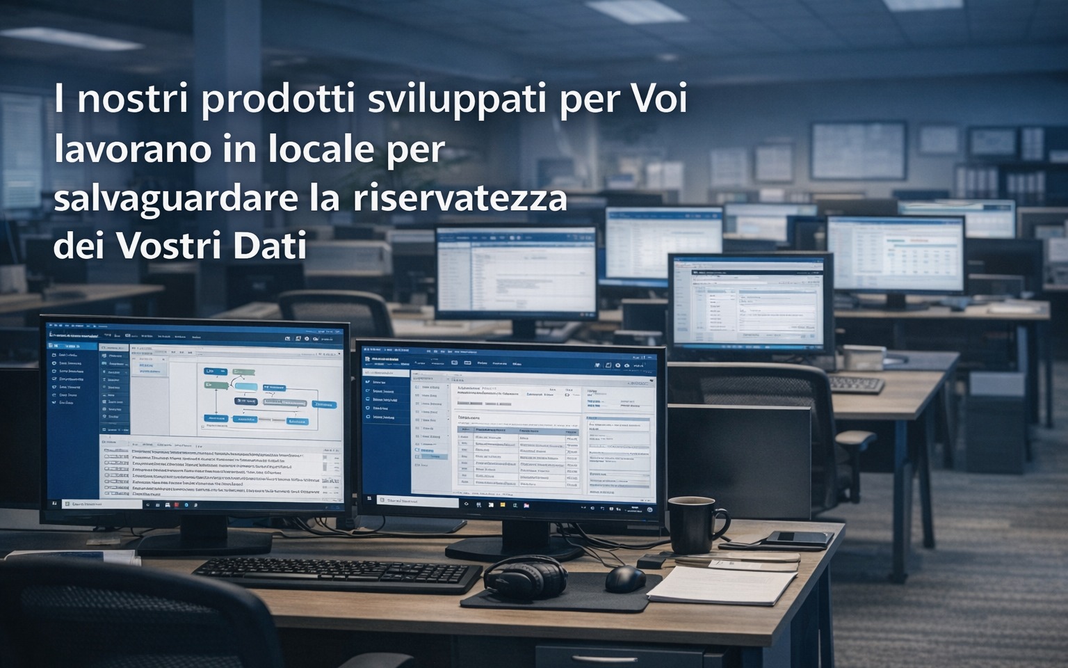 I nostri prodotti sviluppati per voi lavorano in locale per salvaguardare la riservatezza dei vostri dati